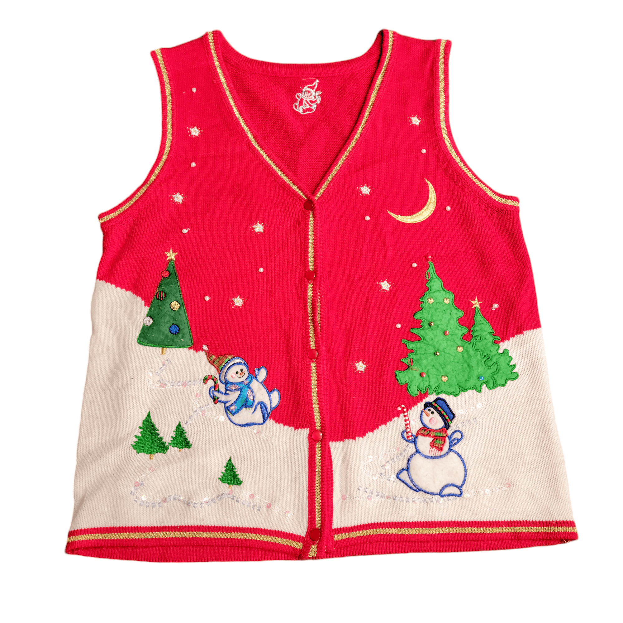 NBDN Nobrandedon Ugly Christmas Sweater Vest Playful Snowmen Winter Scene Size US L / EU 52-54 / 3 - 1 Thumbnail