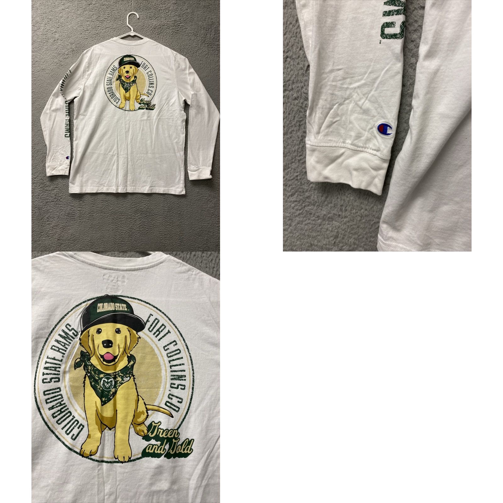 Champion VINTAGE Champion CSU RAM Mens Long Sleeve Shirt 2XL Crew Neck Cotton White Pockets Graphic Modern Size US XXL / EU 58 / 5 - 8 Thumbnail