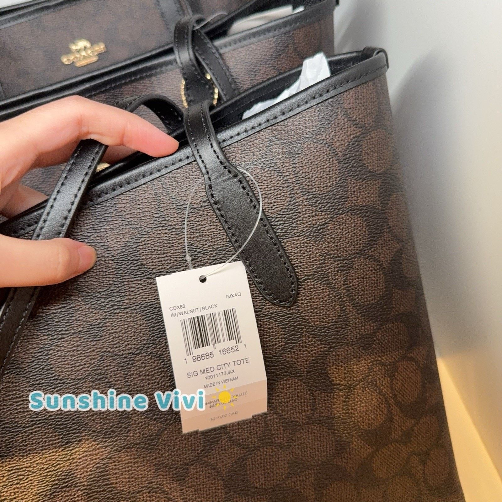 Coach NWT Coach Medium City Tote Bag Gold/Walnut/Black CDX82 Size ONE SIZE - 2 Thumbnail