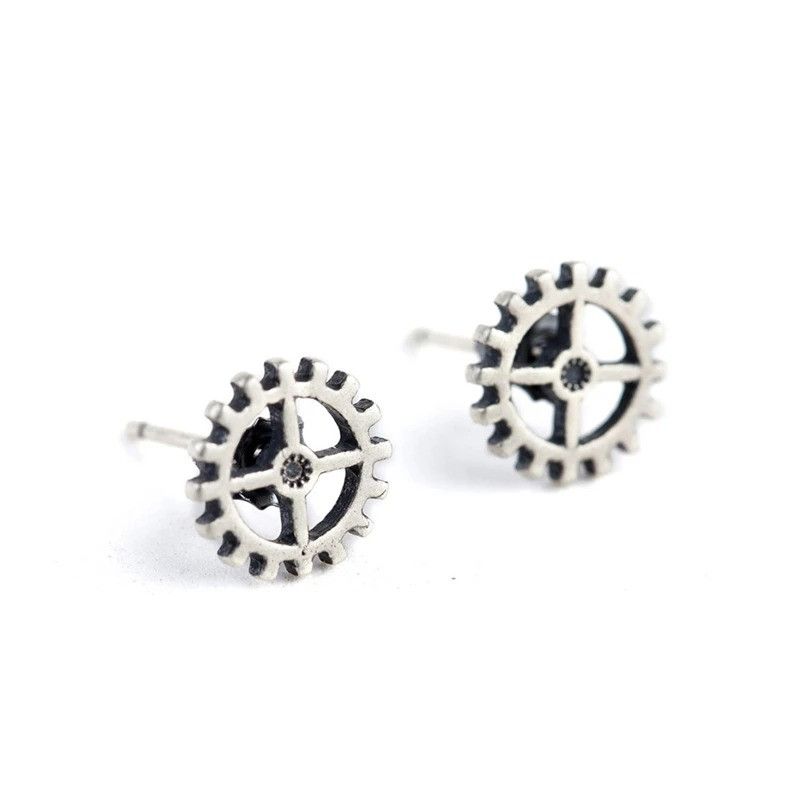 Jewelry Tiny Gear Stud Earrings 925 Sterling Silver Ear Jewelry Gift Size ONE SIZE - 6 Thumbnail