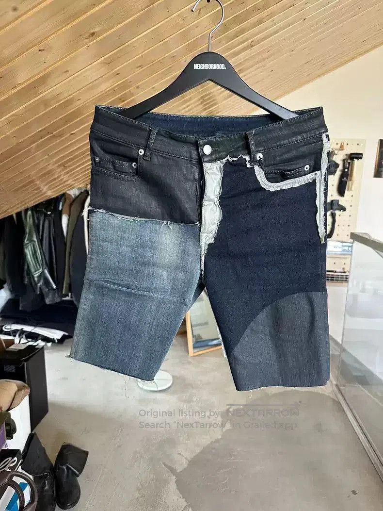 Rick Owens Men's denim stitching shorts.