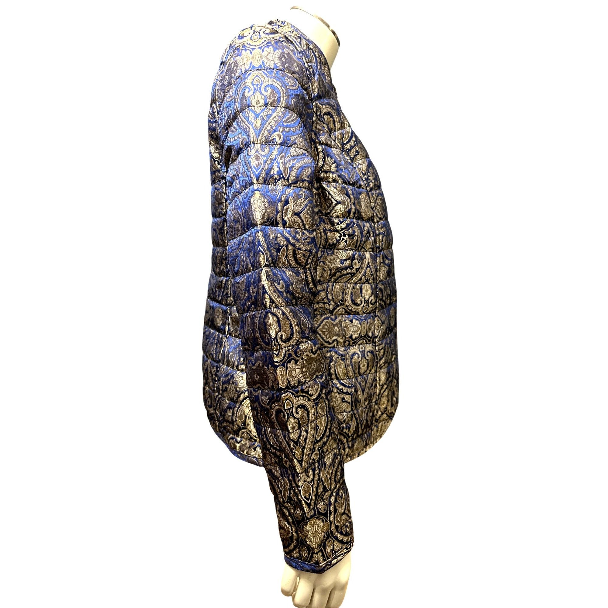 Chicos Chicos Reversible Quilted Puffer Jacket Elegant Blue Gold Pa Size M / US 6-8 / IT 42-44 - 4 Thumbnail