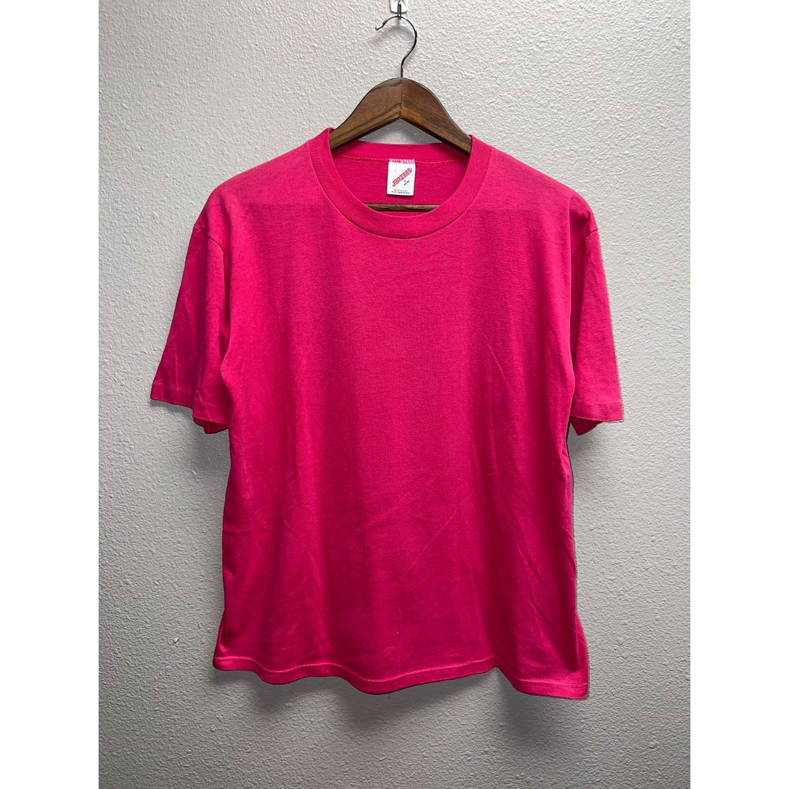 Jerzees 90s Vintage Jerzees USA Made Pink Blank Short Sleeve Shirt L Size US L / EU 52-54 / 3 - 1 Thumbnail