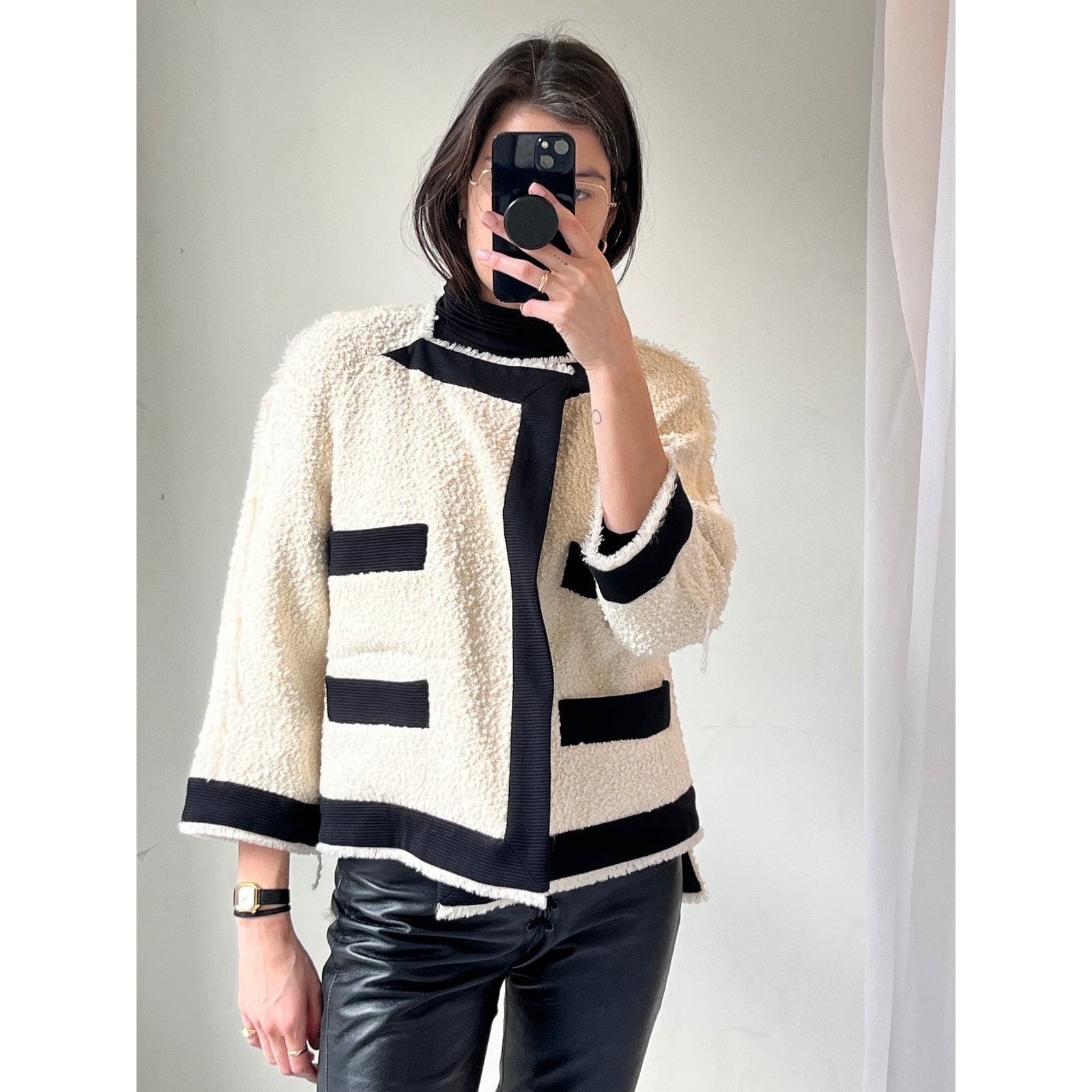 Other CALLAS MILANO Isabel Two-tone Bouclé Jacket In Weiss Size XS / US 0-2 / IT 36-38 - 11 Thumbnail