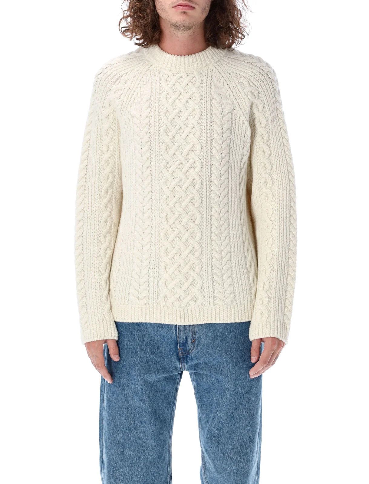 Kenzo o1mle0624 Crewneck Cable-Knit Jumper in White Size US L / EU 52-54 / 3 - 2 Thumbnail