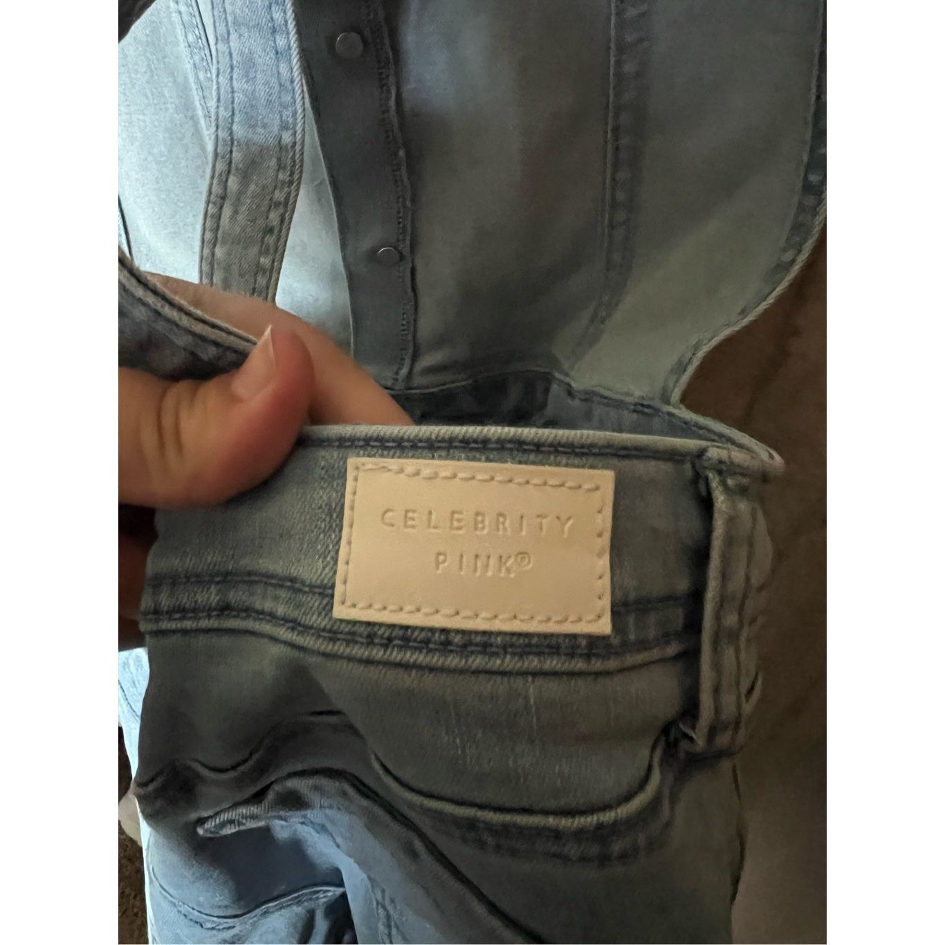 Other Celebrity Pink Blue Jean Short Overalls Woman’s Size Medium Size 28" / US 6 / IT 42 - 8 Thumbnail