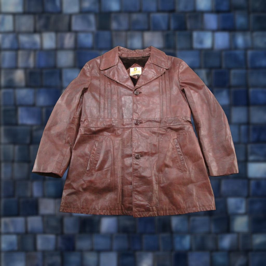 Ben Sherman VINTAGE Bermans Leather Bomber Jacket, Brown, 46, Button Up, 80s 90s Mens Jacket Size US S / EU 44-46 / 1 - 1 Thumbnail