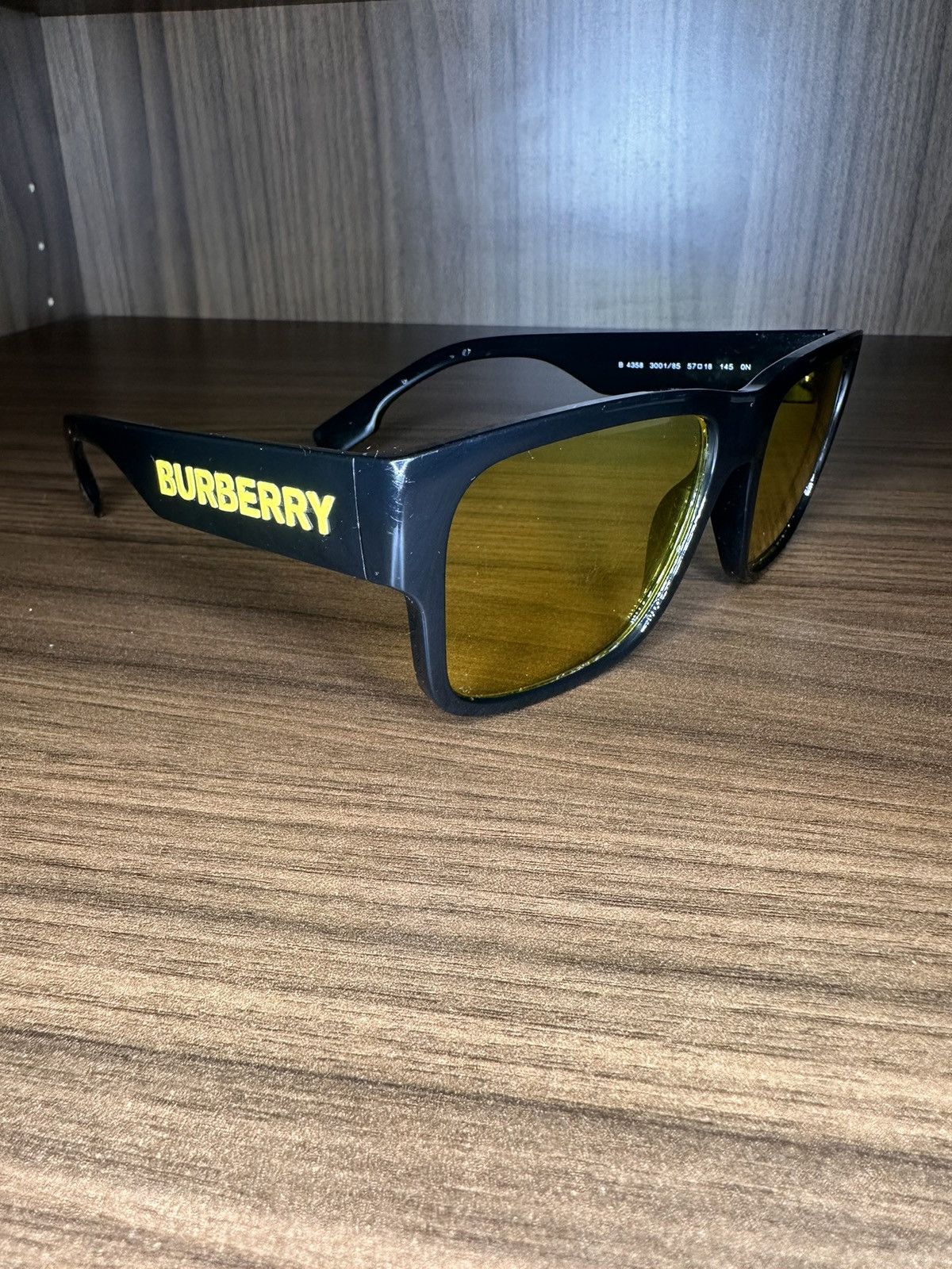image of Burberry Be4358 Knight Sunglasses in Black/Yellow, Men's