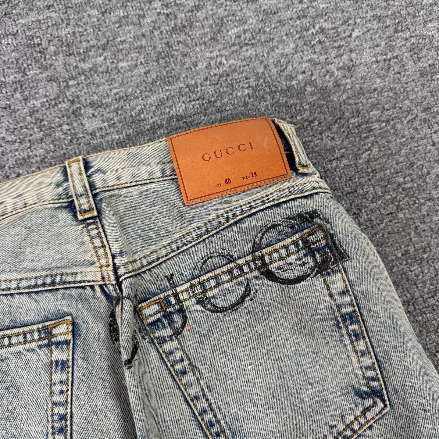 Gucci Gucci NY patch light blue high-waisted wide-leg denim 29 Size 29" - 4 Thumbnail