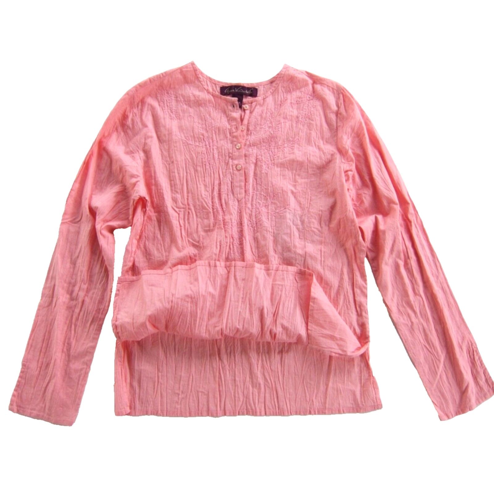 Gloria Vanderbilt Gloria Vanderbilt Blouse PS NWT 100% Cotton Pink Embroidered Long Sleeve Peasant Size S / US 4 / IT 40 - 5 Thumbnail