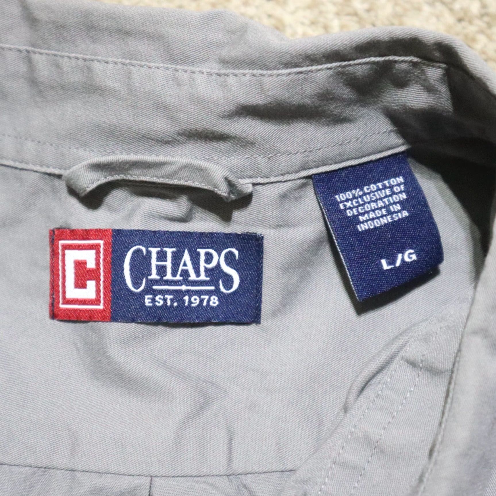 Chaps Chaps Shirt Long Sleeve Button-Up 100% Cotton Men L Gray Size US L / EU 52-54 / 3 - 2 Thumbnail