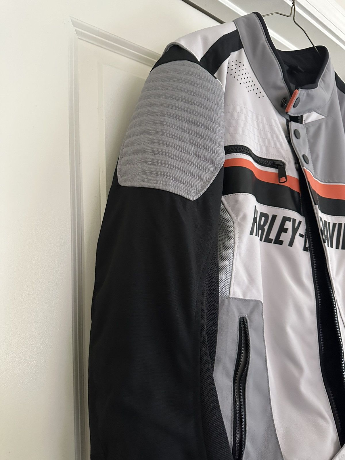 Harley Davidson Harley Davidson White and Orange Racer Jacket Size US M / EU 48-50 / 2 - 5 Thumbnail