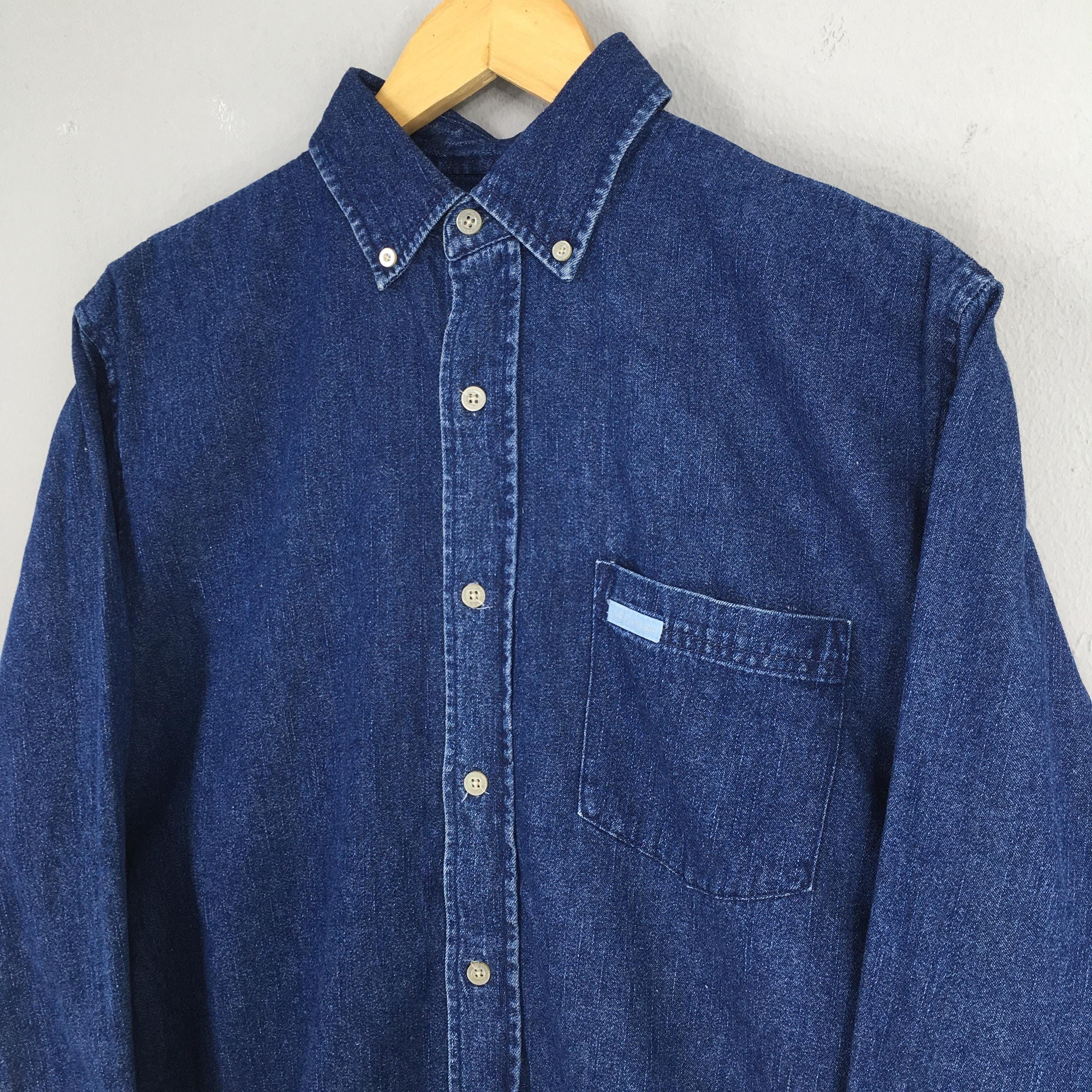 Calvin Klein × Vintage Vintage Calvin Klein Blue Denim Shirt Small Size US S / EU 44-46 / 1 - 3 Thumbnail