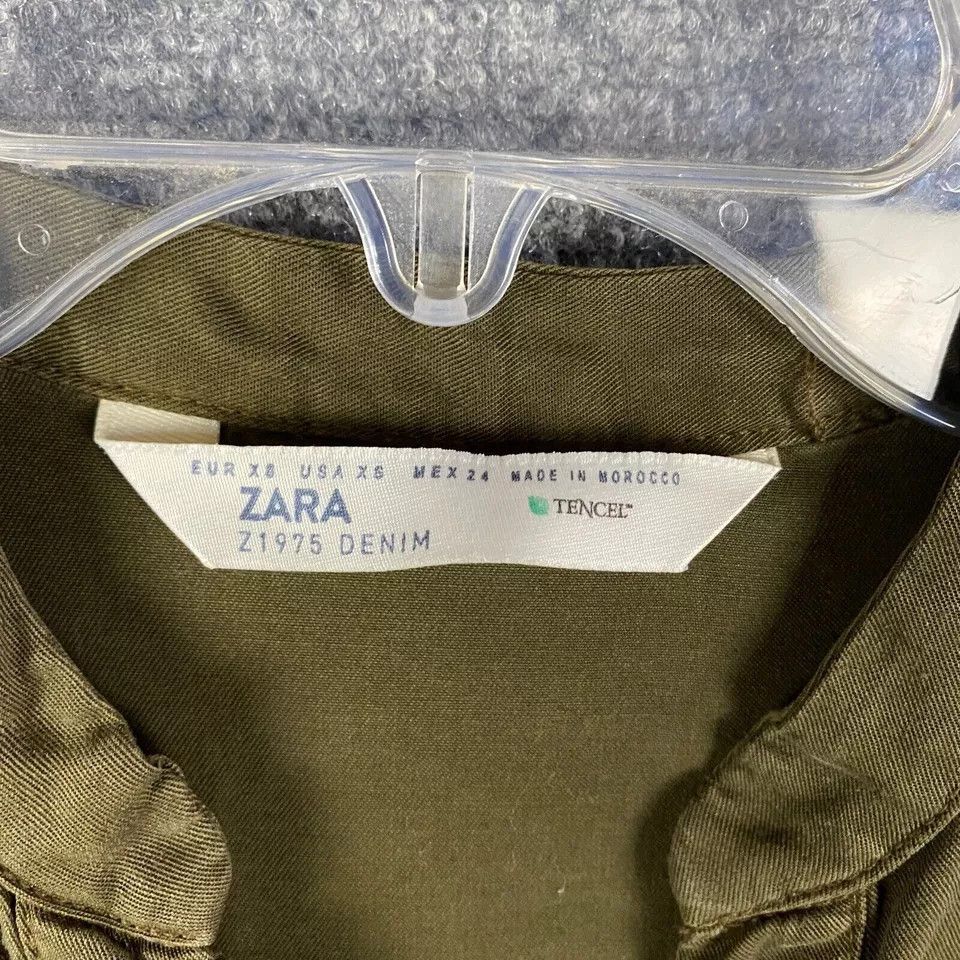 Zara Zara Dress Women's XS Green Shirt Dress Long Sleeve Size XS / US 0-2 / IT 36-38 - 3 Thumbnail
