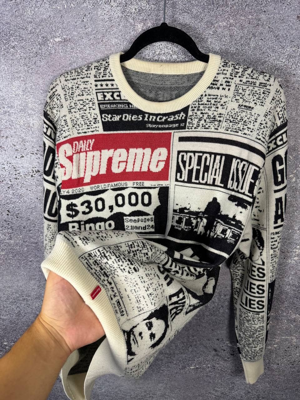 Supreme Supreme Newspaper Crewneck Merino Wool Sweater Large Size US L / EU 52-54 / 3 - 16 Thumbnail