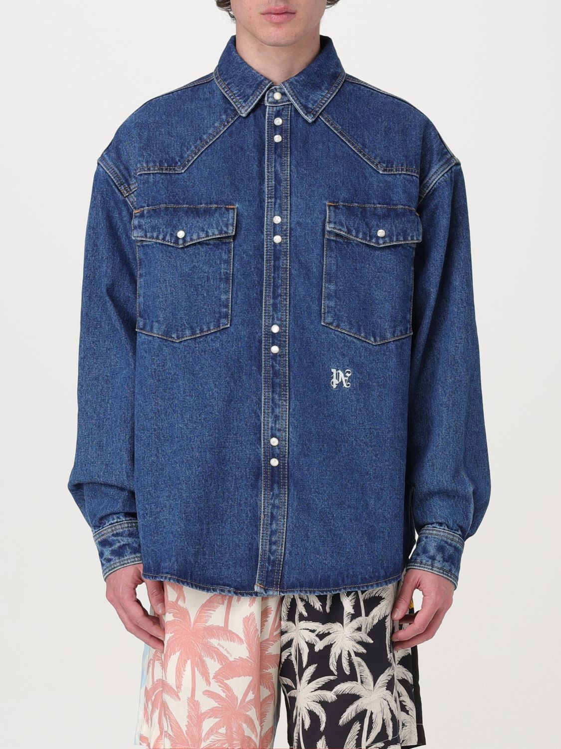 image of Palm Angels Shirt Men Denim (Size XS)