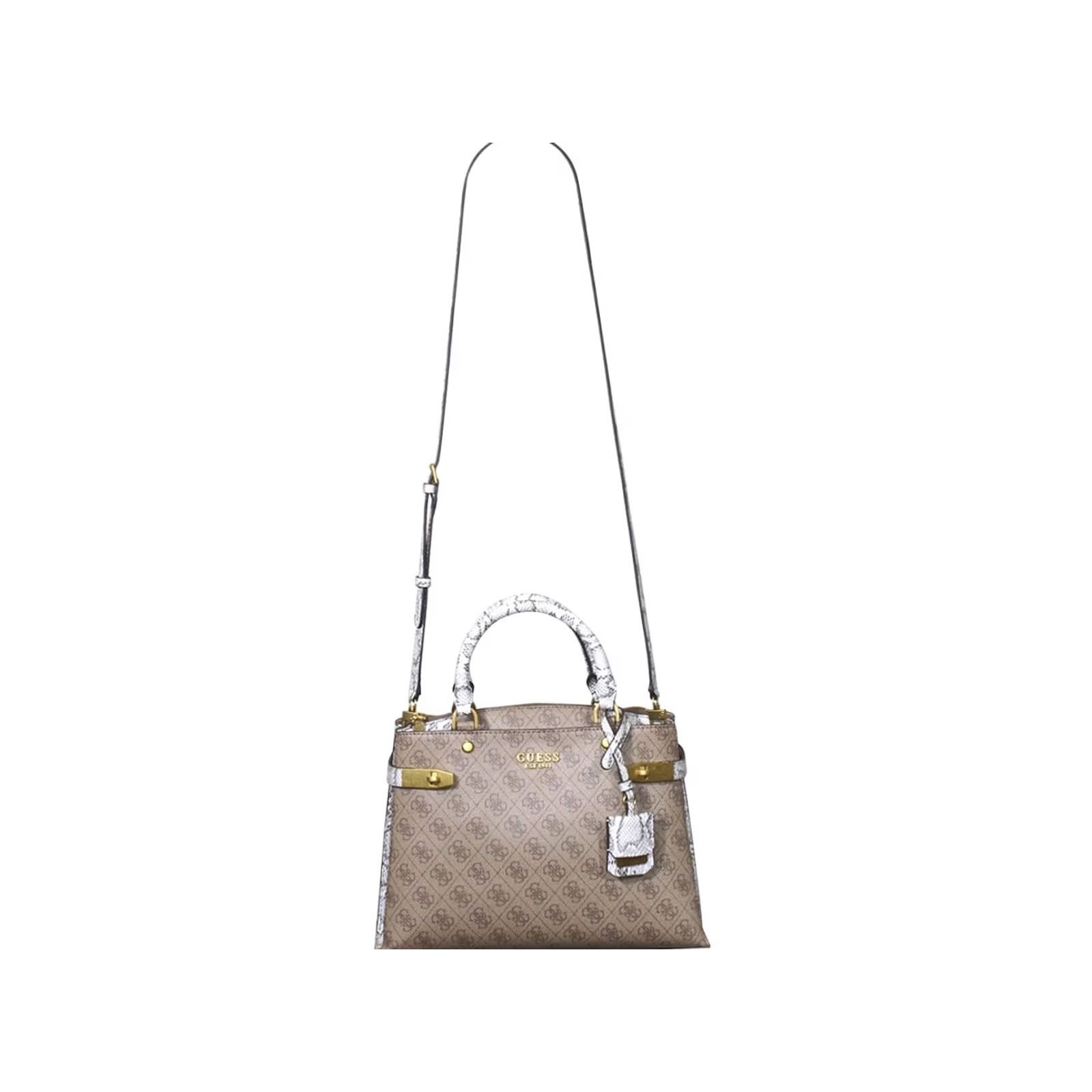 Guess Guess Women's Zadie-Logo Shoulder Handbag Latte Logo Python Size ONE SIZE - 6 Thumbnail