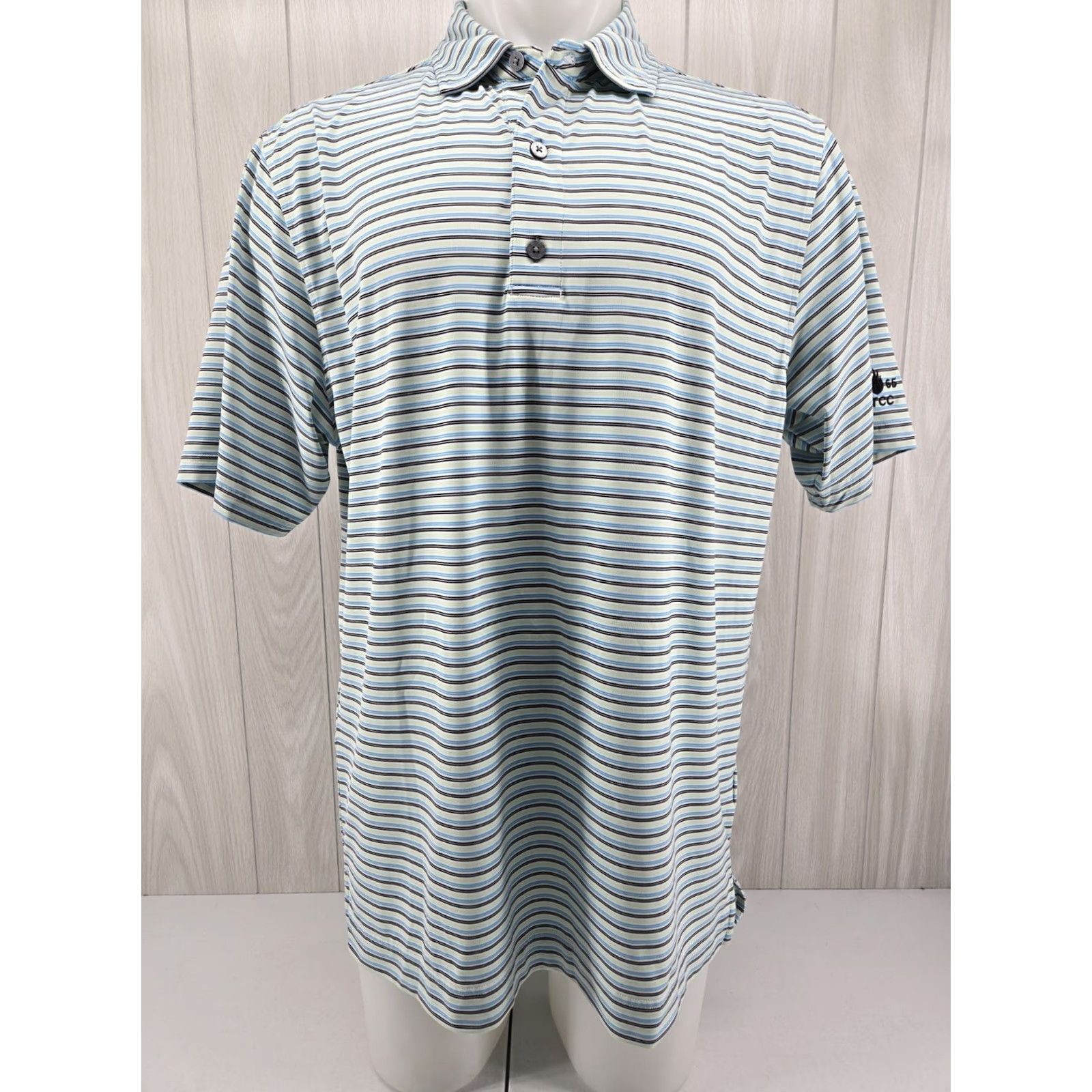 Footjoy FootJoy Mens Large Blue Green Striped Short Sleeve Golf Shirt 1966 BTCC Logo Size US L / EU 52-54 / 3 - 2 Thumbnail