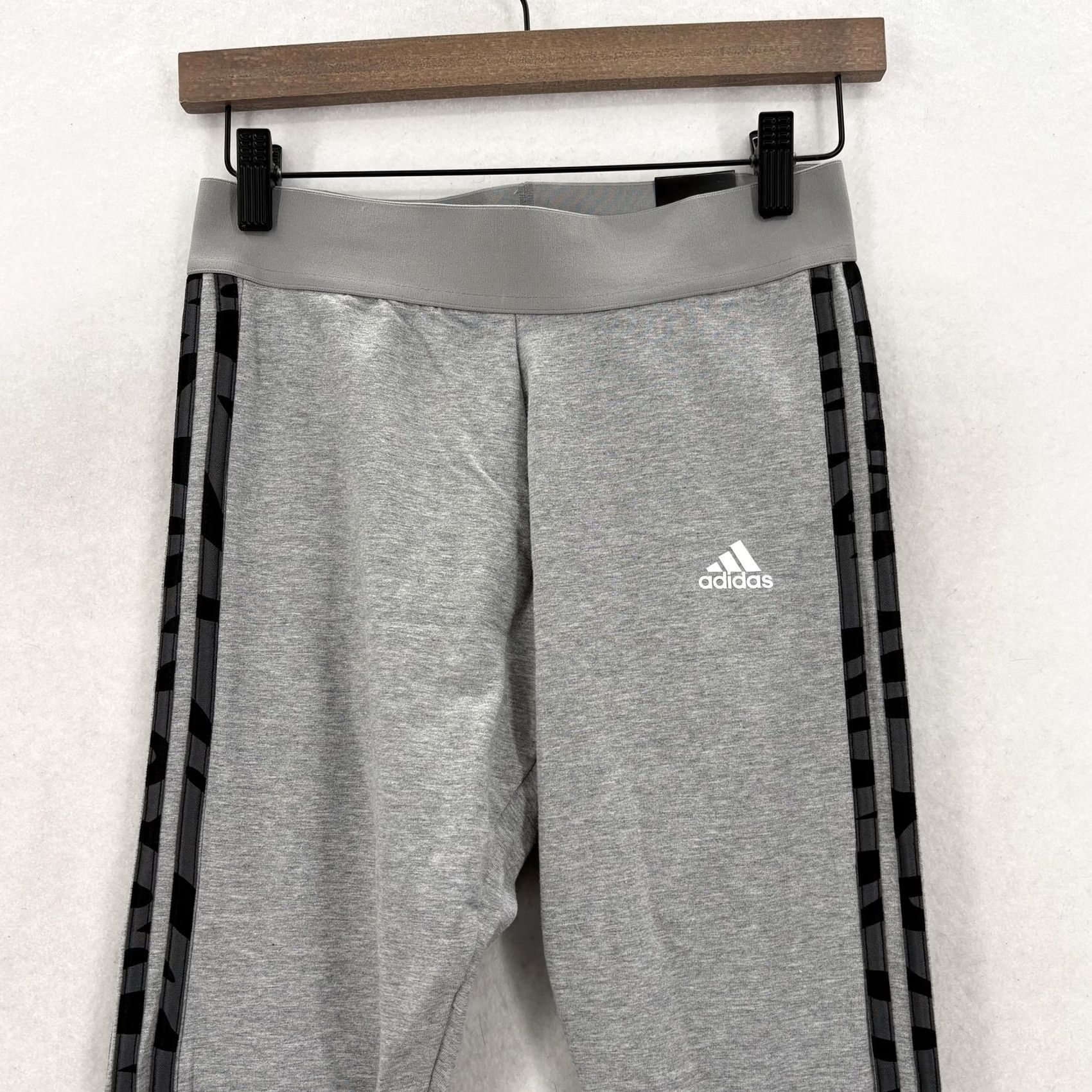 Adidas Adidas Essentials 3-Stripes Leggings Womens Small Gray Tight Fit Mid Rise Gym Size 28" / US 6 / IT 42 - 2 Thumbnail