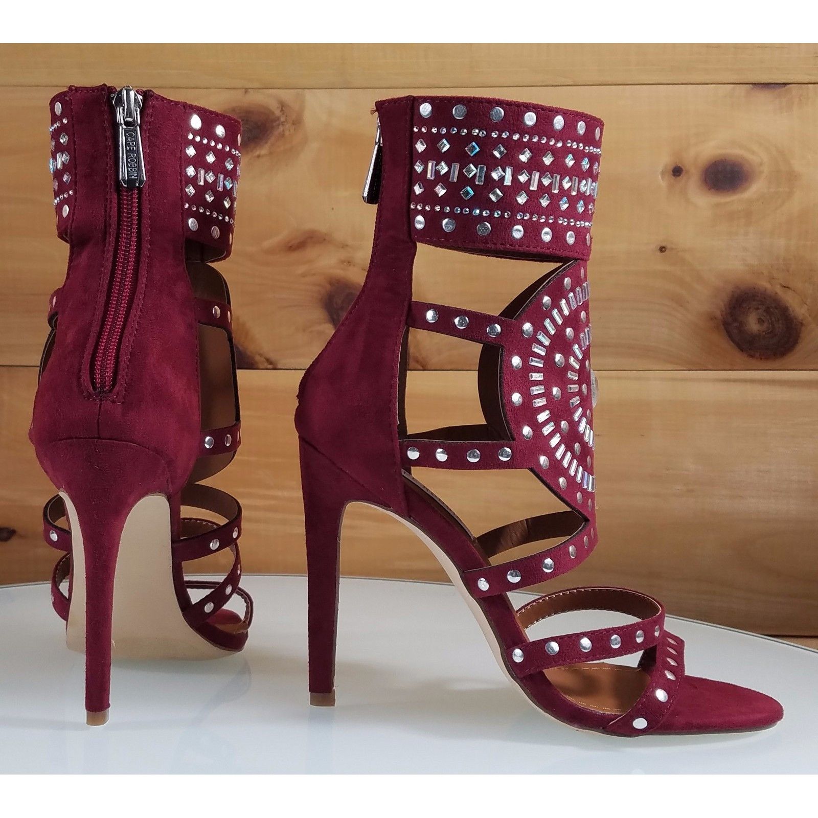 Other CR Blair Burgundy Wine Red Rhinestone & Stud Design 4.5" Hi Size US 11 / IT 41 - 3 Thumbnail