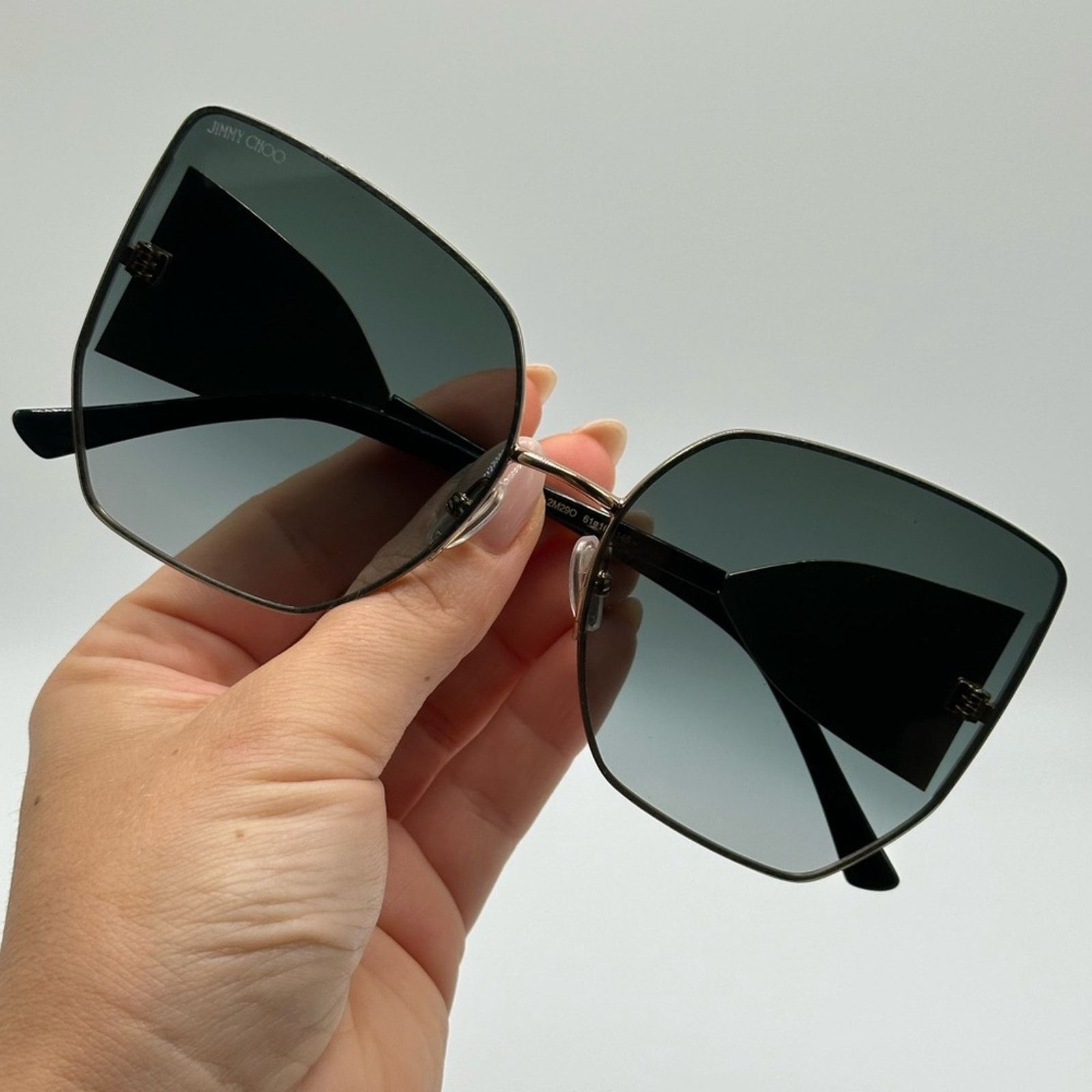Jimmy Choo NEW JIMMY CHOO River/S 2M2 Black Oversized Women Sunglasses Size ONE SIZE - 10 Thumbnail