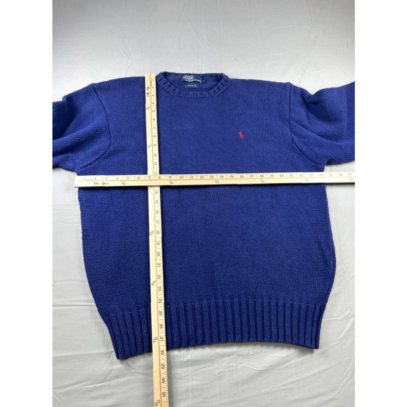 Polo Ralph Lauren VINTAGE Polo Ralph Lauren Sweater Mens XL Knit Blue Cotton Crewneck 90s Pullover Size US XL / EU 56 / 4 - 4 Thumbnail