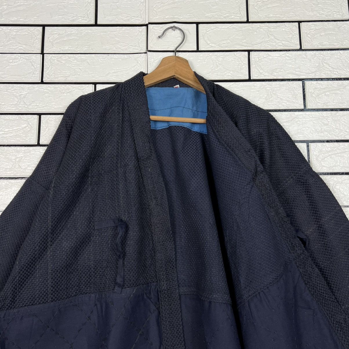 Japanese Brand Vintage Thick Weave KIMONO DarkBlue Hanten Jacket #4054-C184 Size US XL / EU 56 / 4 - 10 Thumbnail
