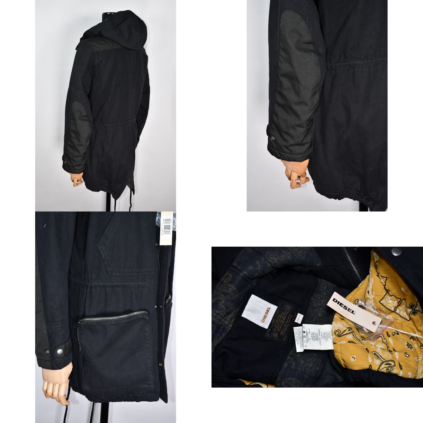 Diesel Diesel Jacket Parka Hooded Men M Black Cotton ZIP Casual Vintage No Size US M / EU 48-50 / 2 - 9 Thumbnail