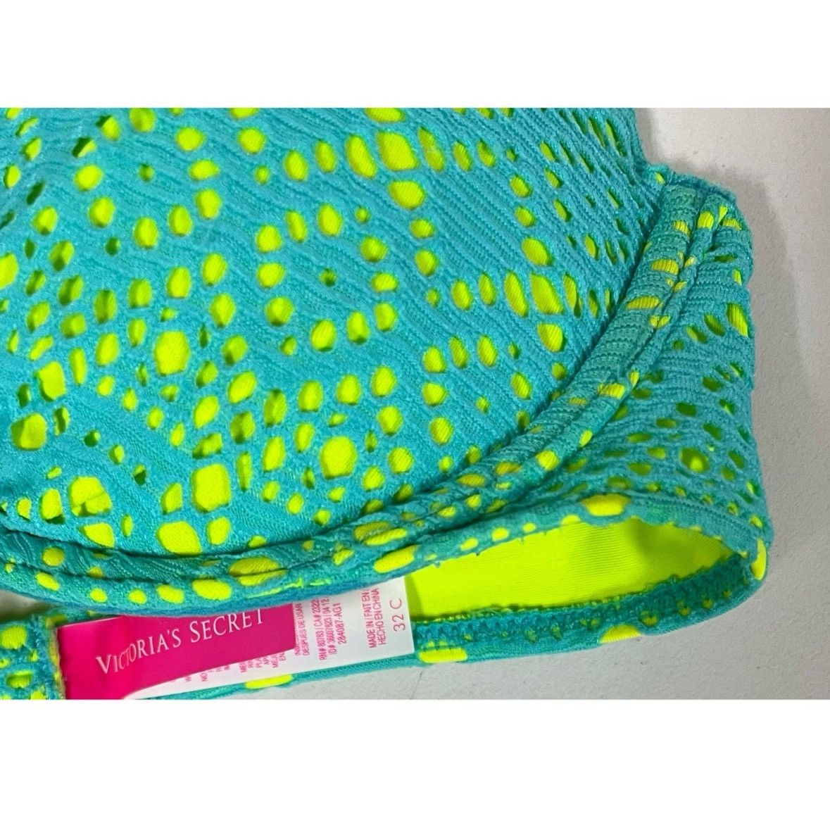Designer × Victoria's Secret × Vintage Green Blue Lace Bikini Top (32C) and Bottoms (S) Set 🩵💚✨ Size ONE SIZE - 5 Thumbnail
