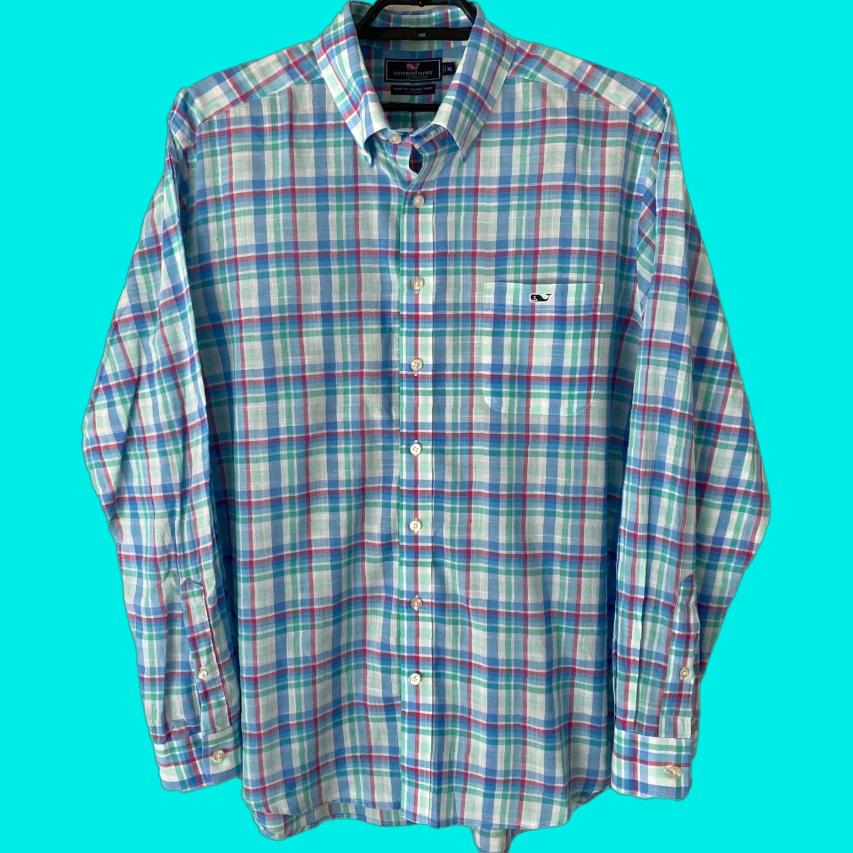 Vineyard Vines Vineyard Vines Tucker Shirt Slim Fit Blue Plaid Long-Sleeve Button-Down XL Men Size US XL / EU 56 / 4 - 1 Thumbnail