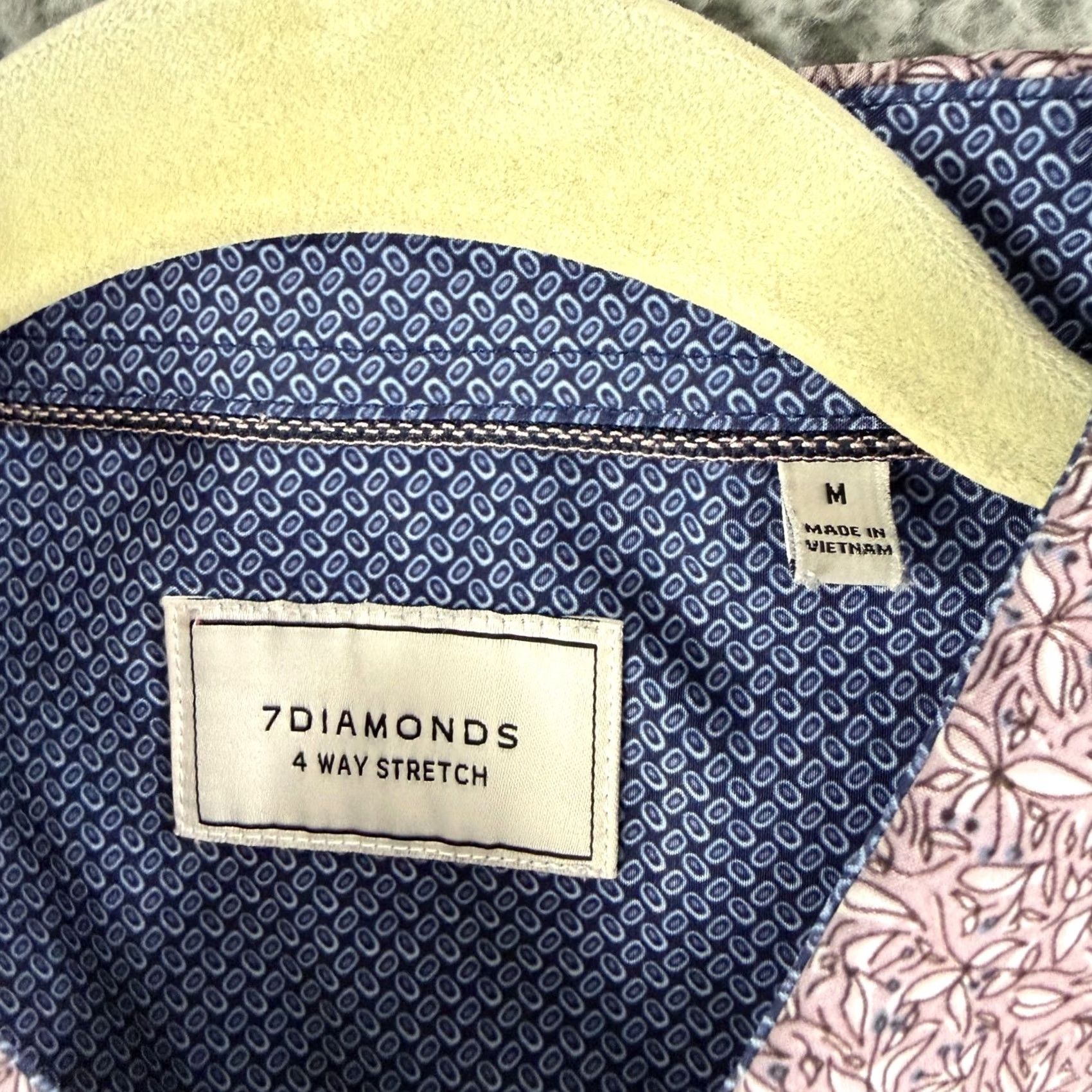 Vintage 7Diamonds Button-Down Shirt Men M Purple Floral At First Sight 4-Way Stretch Regular Size US M / EU 48-50 / 2 - 7 Thumbnail