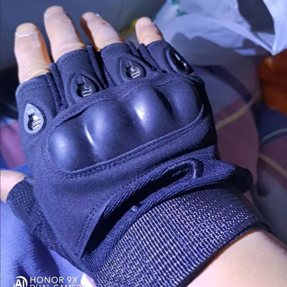 Leather PU Leather Tactical Riders Half Finger Gloves Size ONE SIZE - 5 Thumbnail