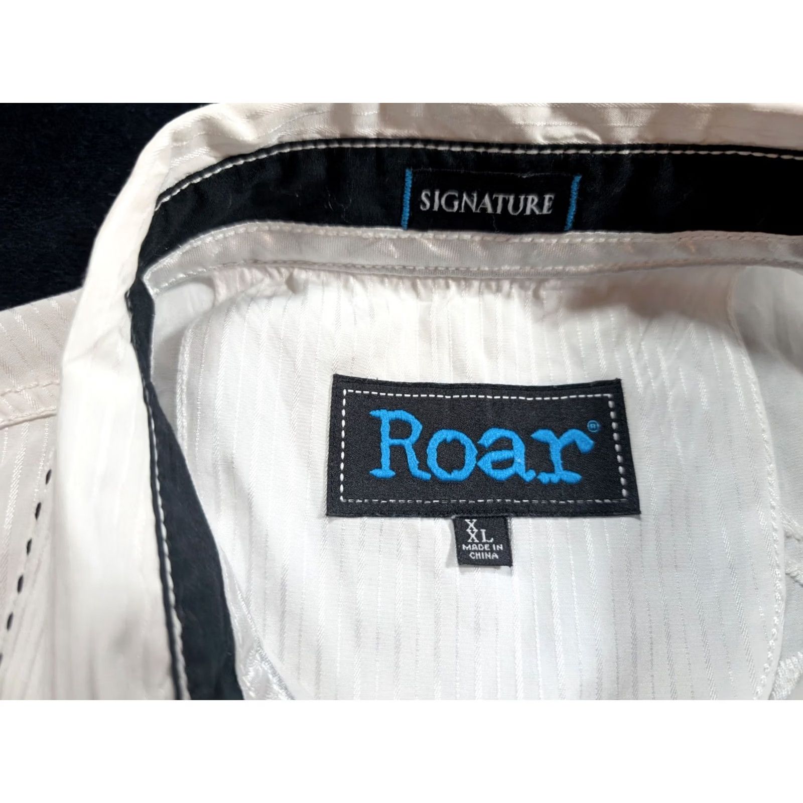 Roar Roar Button-Up Shirt White Men's XXL Refined Embroidered Long Sleeve Collared Shirt Size US XXL / EU 58 / 5 - 3 Thumbnail