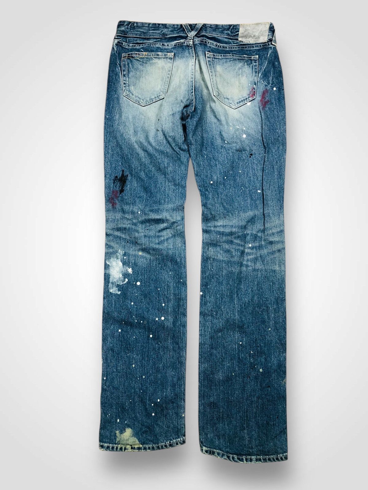 Vanquish Vanquish Gold Distressed Paint Splatter Denim (38) Size 35" - 2 Thumbnail