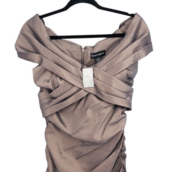 Vintage Vtg 80's Formal Off Shoulder Bodycon Dress Sz 2 Purple Iride Size S / US 4 / IT 40 - 5 Thumbnail