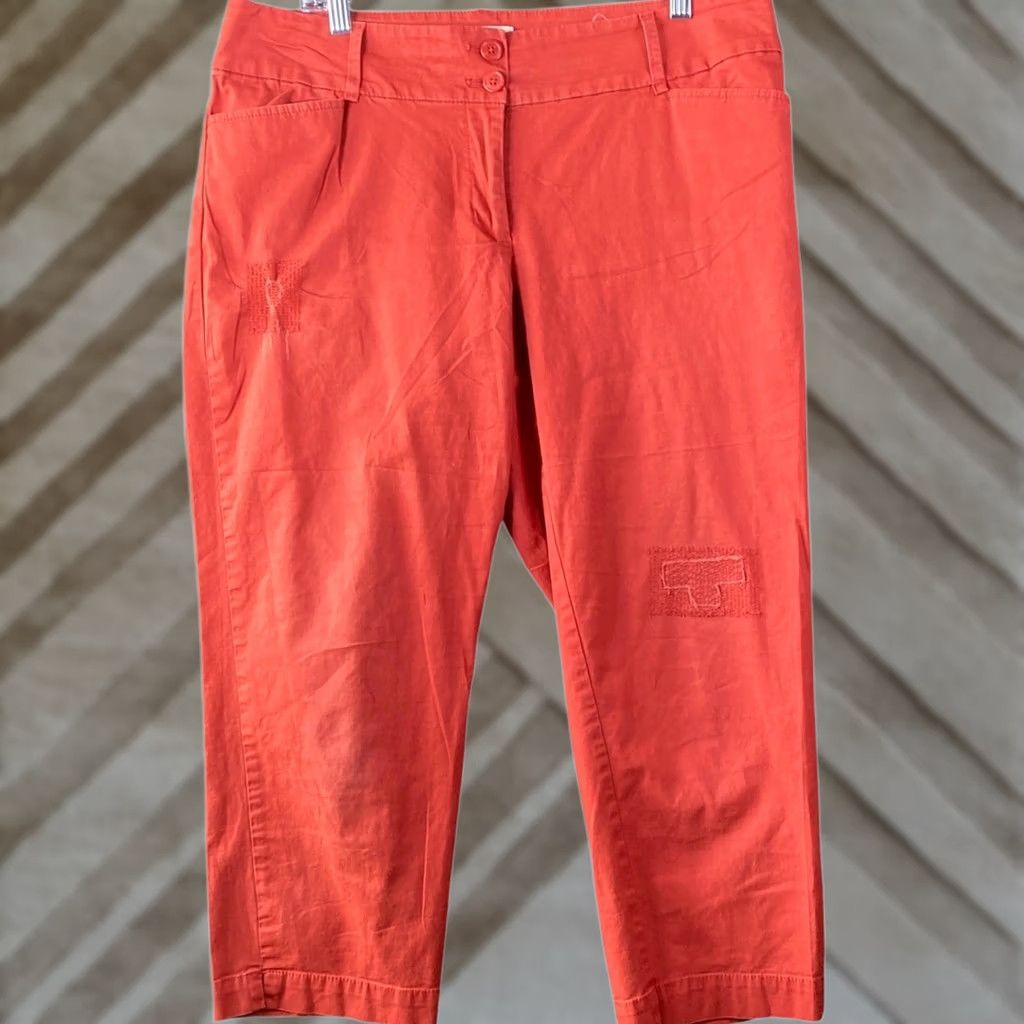 Loft LOFT Orange High Rise Curvy Capris Cropped Cotton Blend Stretch 12 Women's Pants Vintage? Size 34" / US 12 / IT 48 - 1 Thumbnail