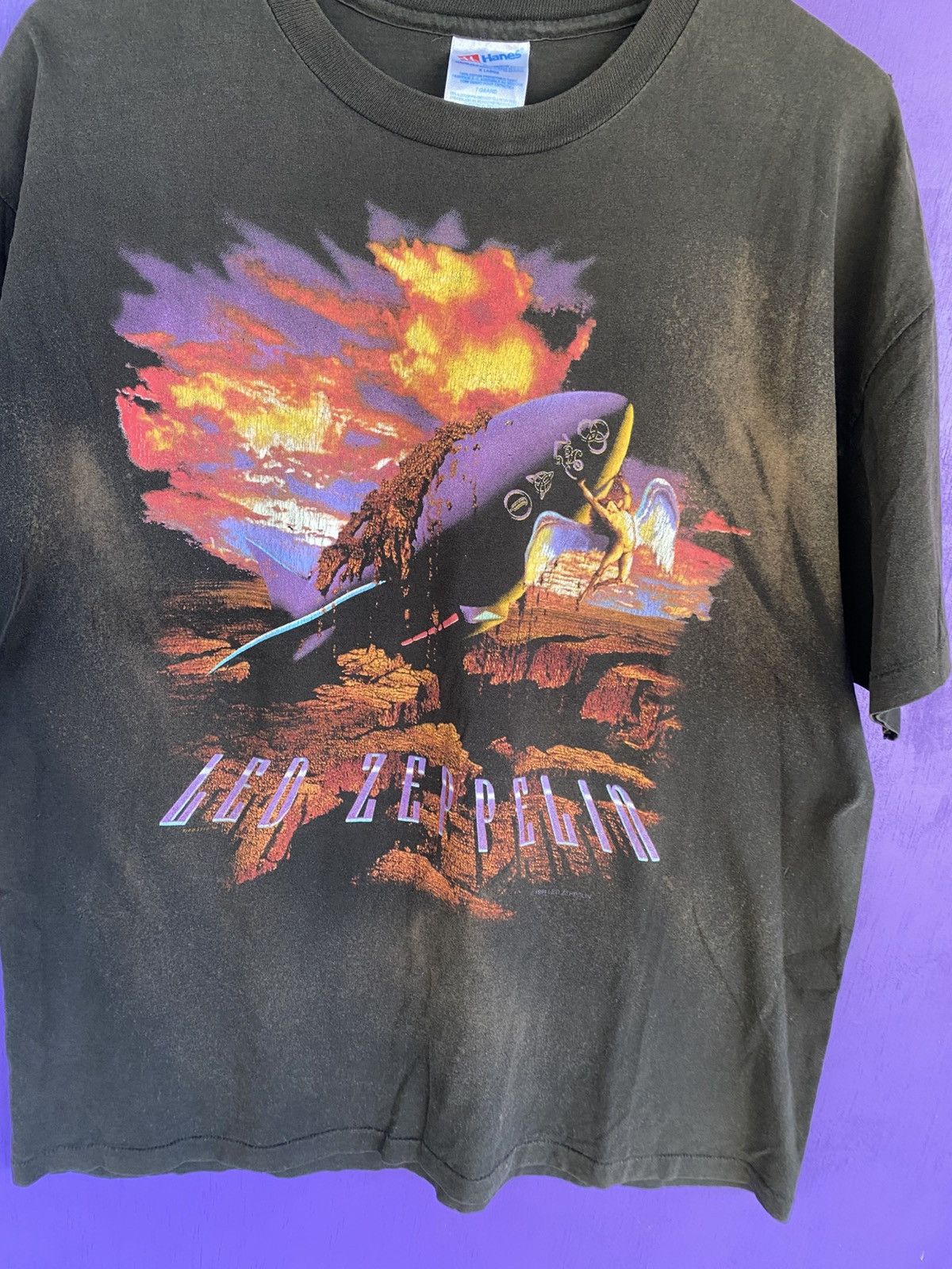 Band Tees Vintage 1994 Led Zeppelin blimp faded t-shirt Size US XL / EU 56 / 4 - 3 Thumbnail