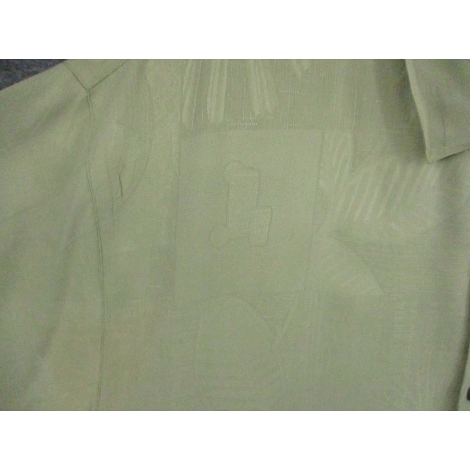 Tommy Bahama Tommy Bahama Shirt XL 100% Silk Palm Drink Cocktail Pattern Light Olive Green Floral Button-Up Short Sleeve Mens Shirt Size US XL / EU 56 / 4 - 3 Thumbnail