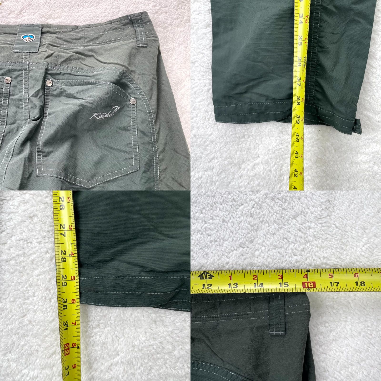 Vintage Kuhl Pants Womens 32x30 Gray Green Ripstop Convertible Hiking Outdoor MTB Shirt Size 24" / US 00 / IT 34 - 8 Thumbnail
