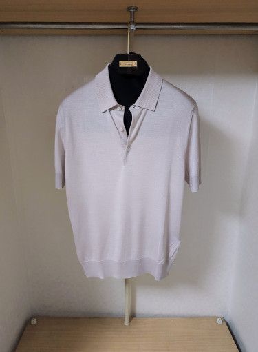 Tom Ford o1sm1stk0824 Knit Silk Polo Shirt in Coral Beige Size US M / EU 48-50 / 2 - 1 Thumbnail