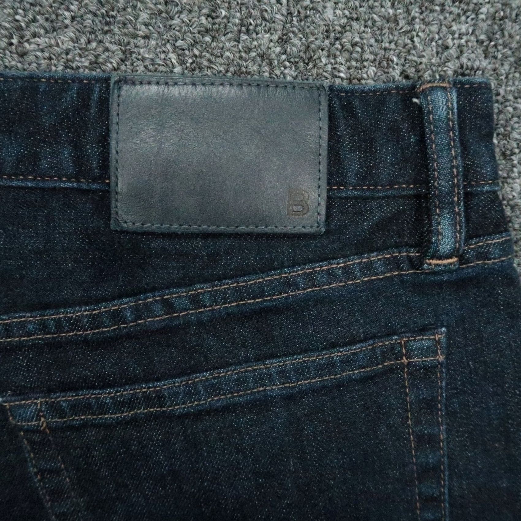 Bonobos Bonobos Jeans Mens 35x30 Blue Dark Wash Stretch Denim 5-Pocket Straight Classic 5-Pocket Design Mens Jeans Size US 35 - 6 Thumbnail