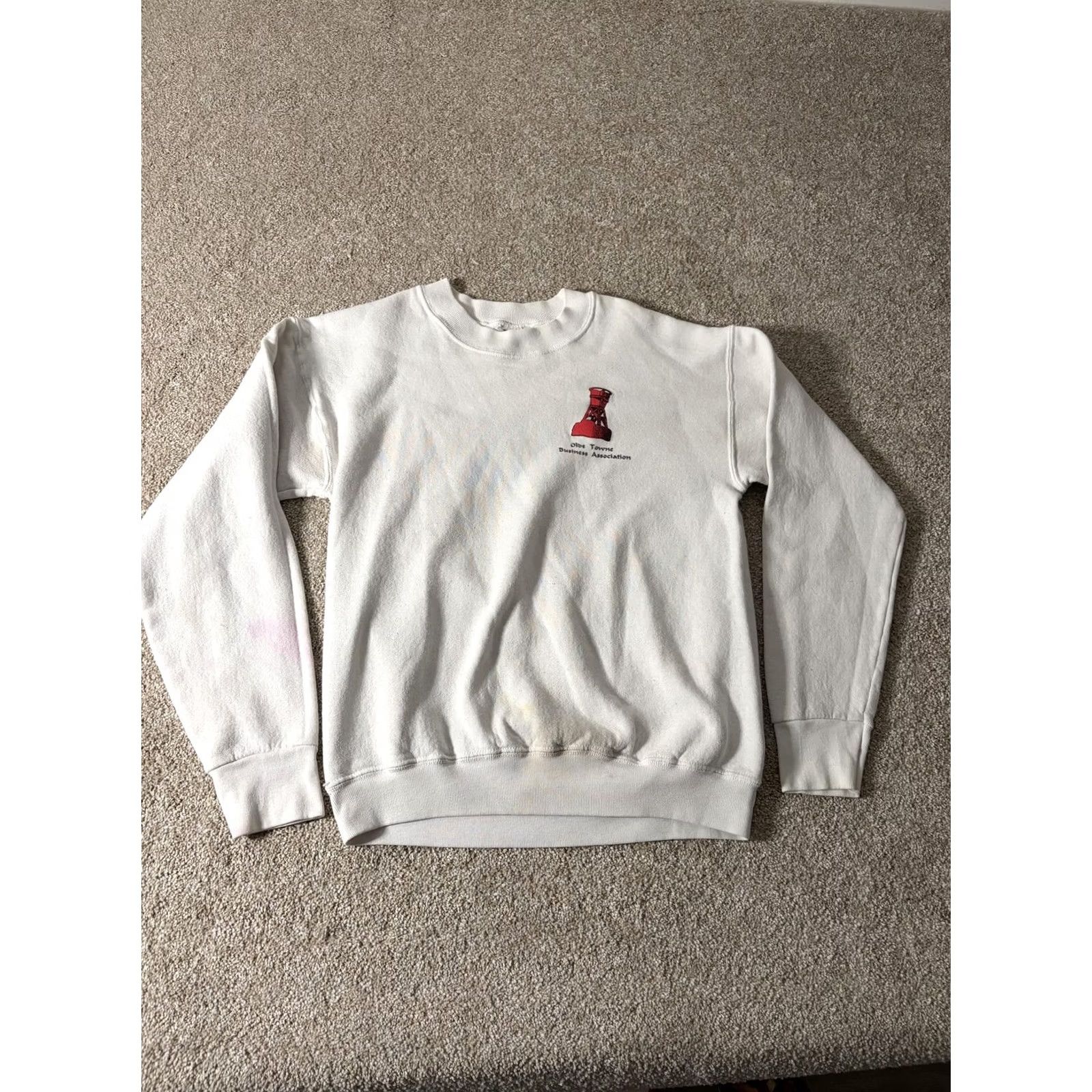 Fruit Of The Loom VINTAGE Fruit of the Loom Sweatshirt Mens S White Nautical Graphic Print Olde Towne Virginia Crew Neck Pullover Climate Size US S / EU 44-46 / 1 - 2 Thumbnail