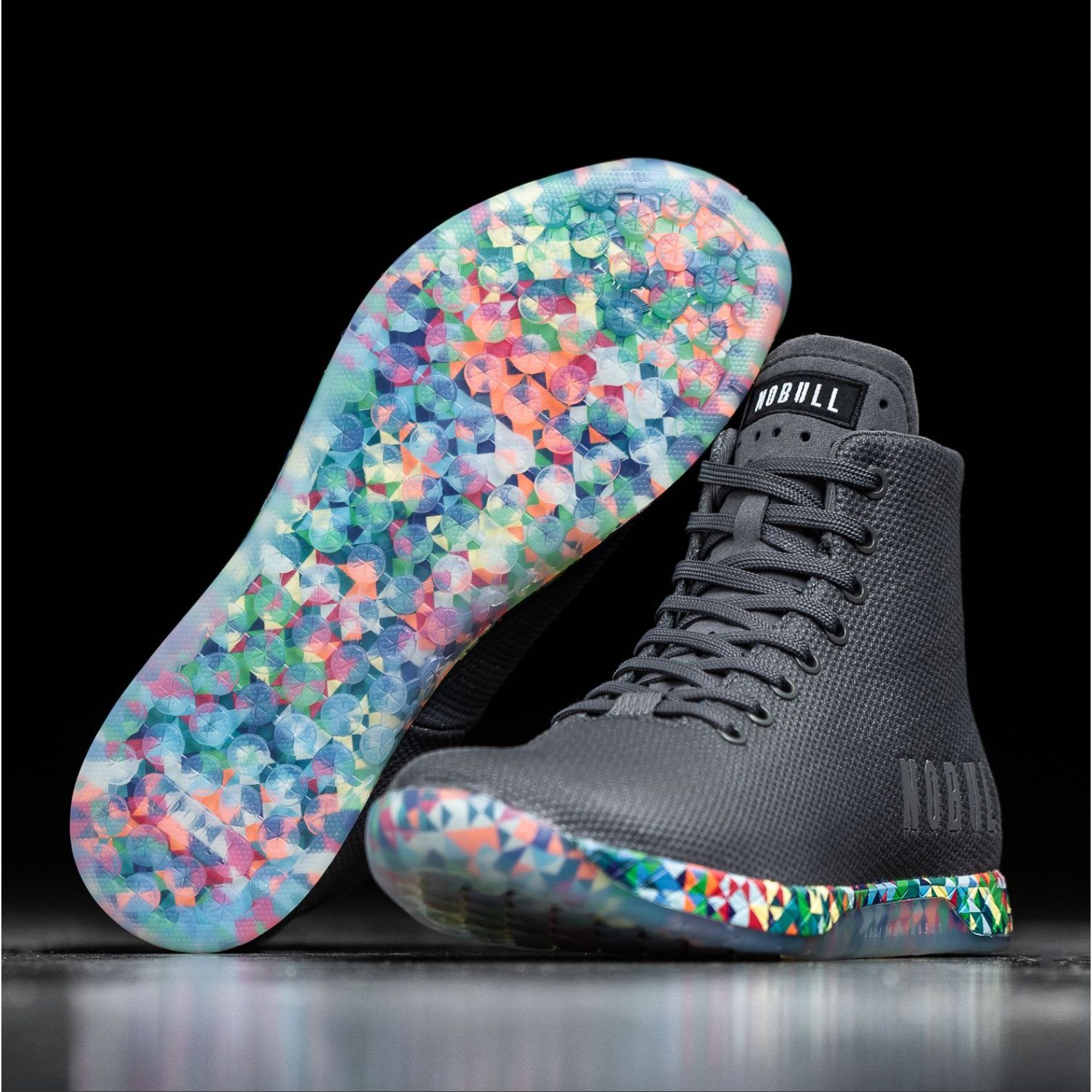 image of Gymshark Nobull High-Top Trainer - Night Grey & Kaleidoscope - 7 Shoes, Women's