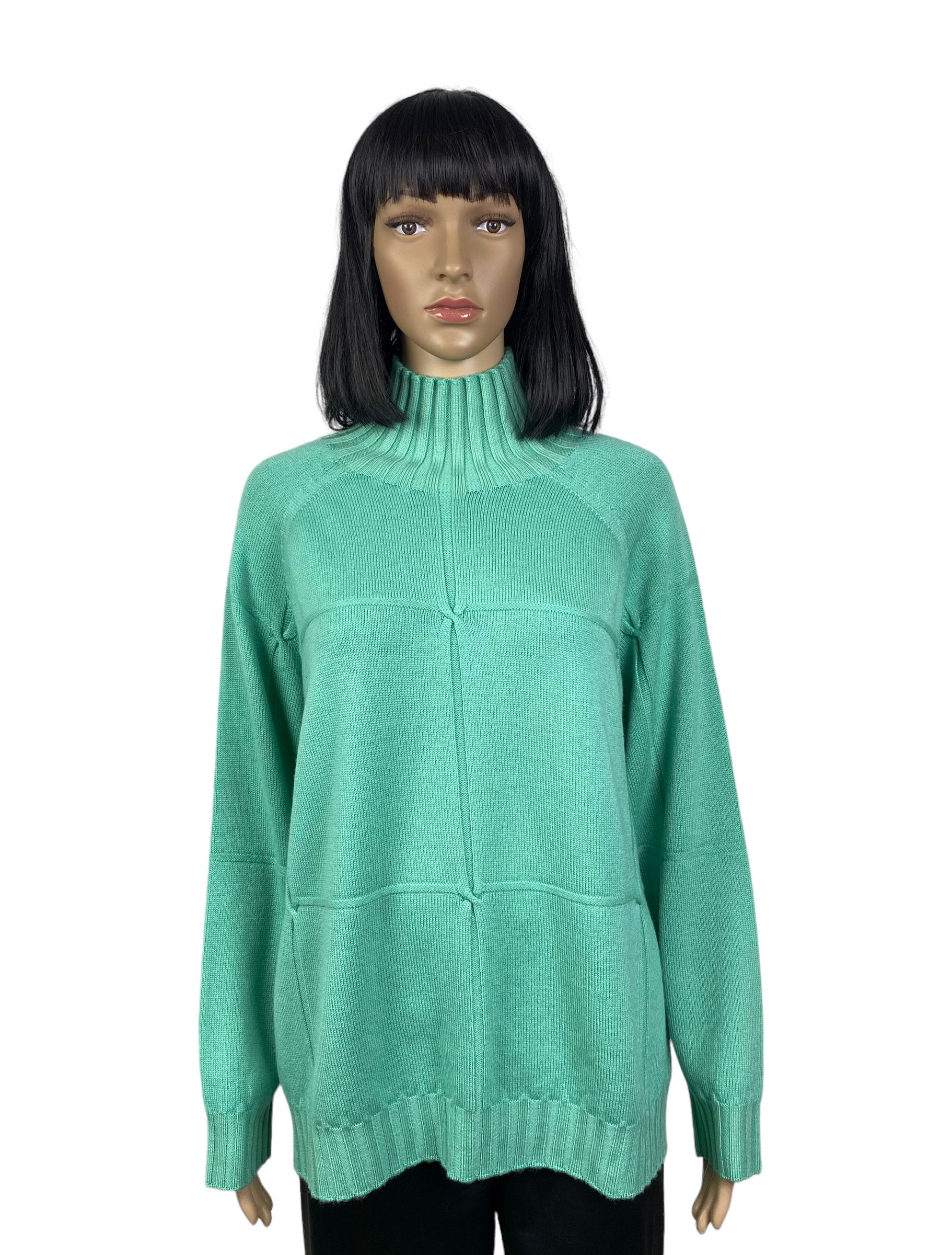 image of Italian Designers Liviana Conti Women's Sweater With Weave Squares Art. F1Wd09 in Mint (Size Medium