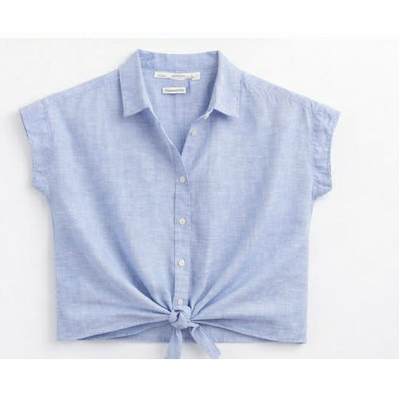 Weatherproof Weatherproof Vintage Linen Button Shirt Blue Tie Front MED Size M / US 6-8 / IT 42-44 - 3 Thumbnail