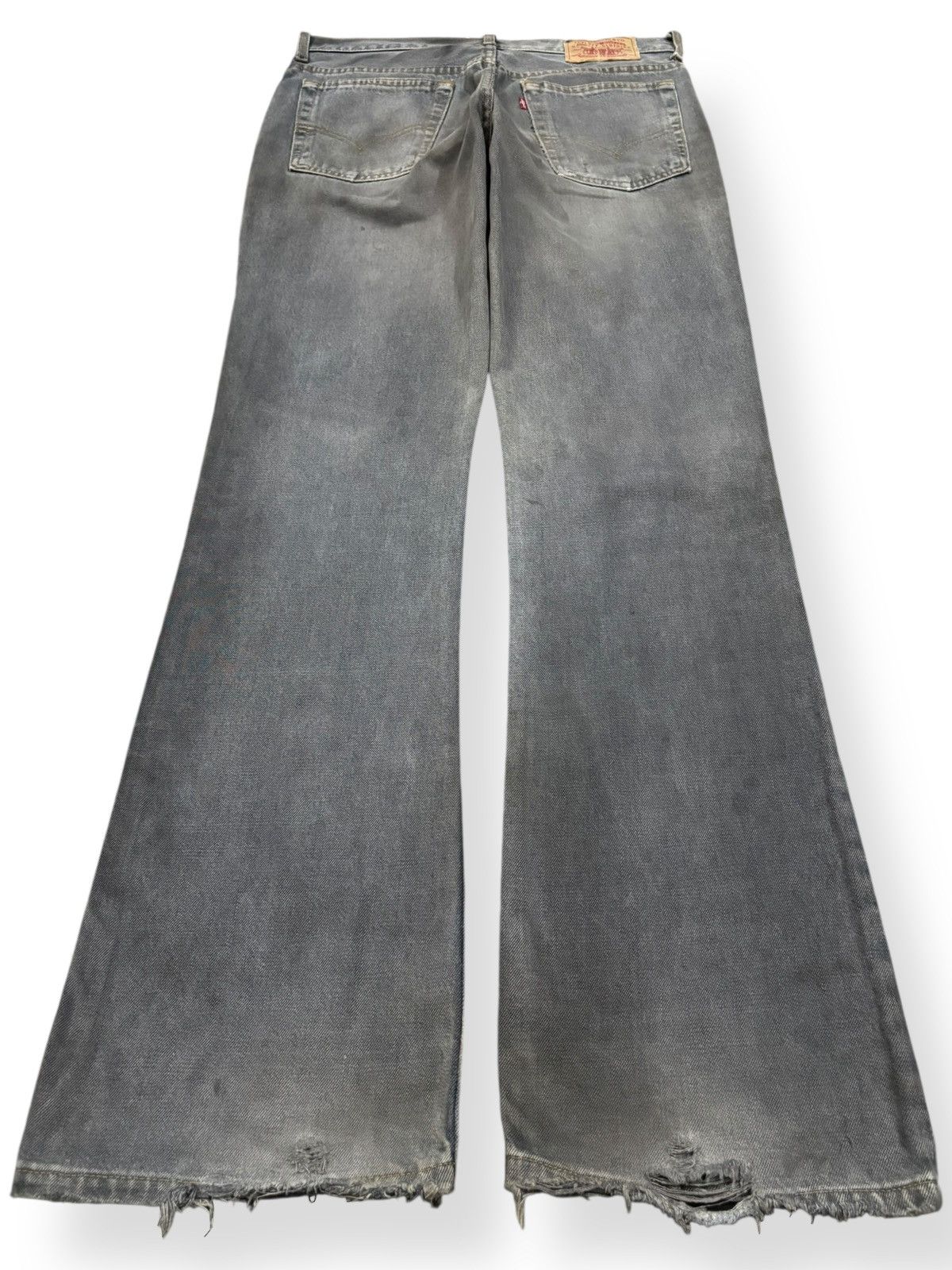 Levi's Vintage 90s Levis 517 Blue-Gray Faded Flare Distressed Jeans Size US 33 - 2 Thumbnail