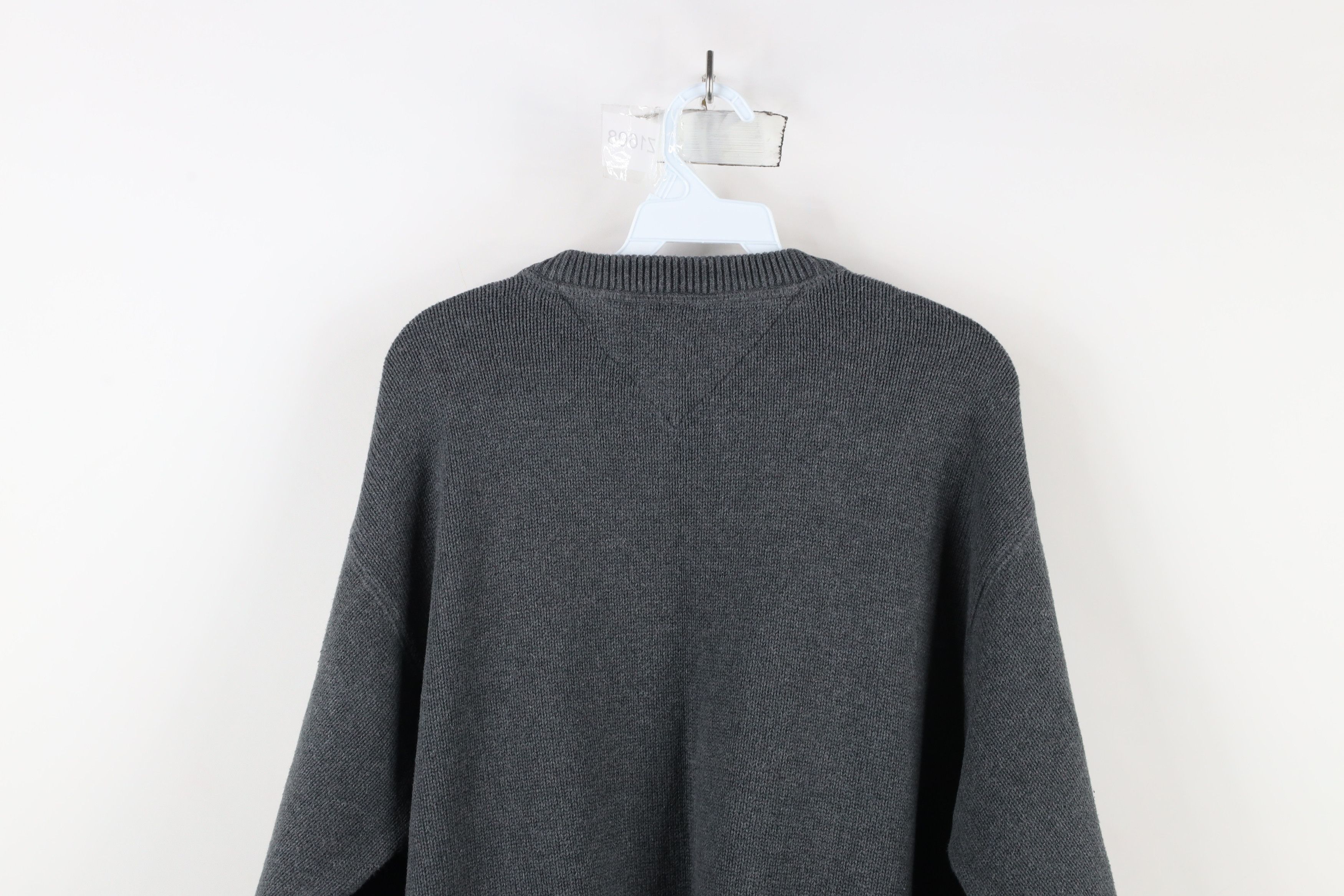 Tommy Hilfiger × Vintage Vintage 90s Tommy Hilfiger Cotton Knit Crewneck Sweater Gray Size US XL / EU 56 / 4 - 9 Thumbnail