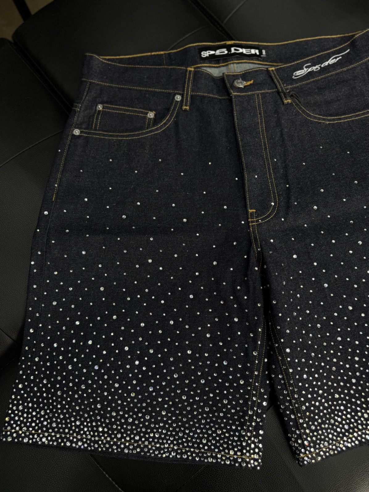 Sp5der Sp5der Rhinestone Crystal Jean Shorts Size (32) NEW Size US 32 / EU 48 - 4 Thumbnail