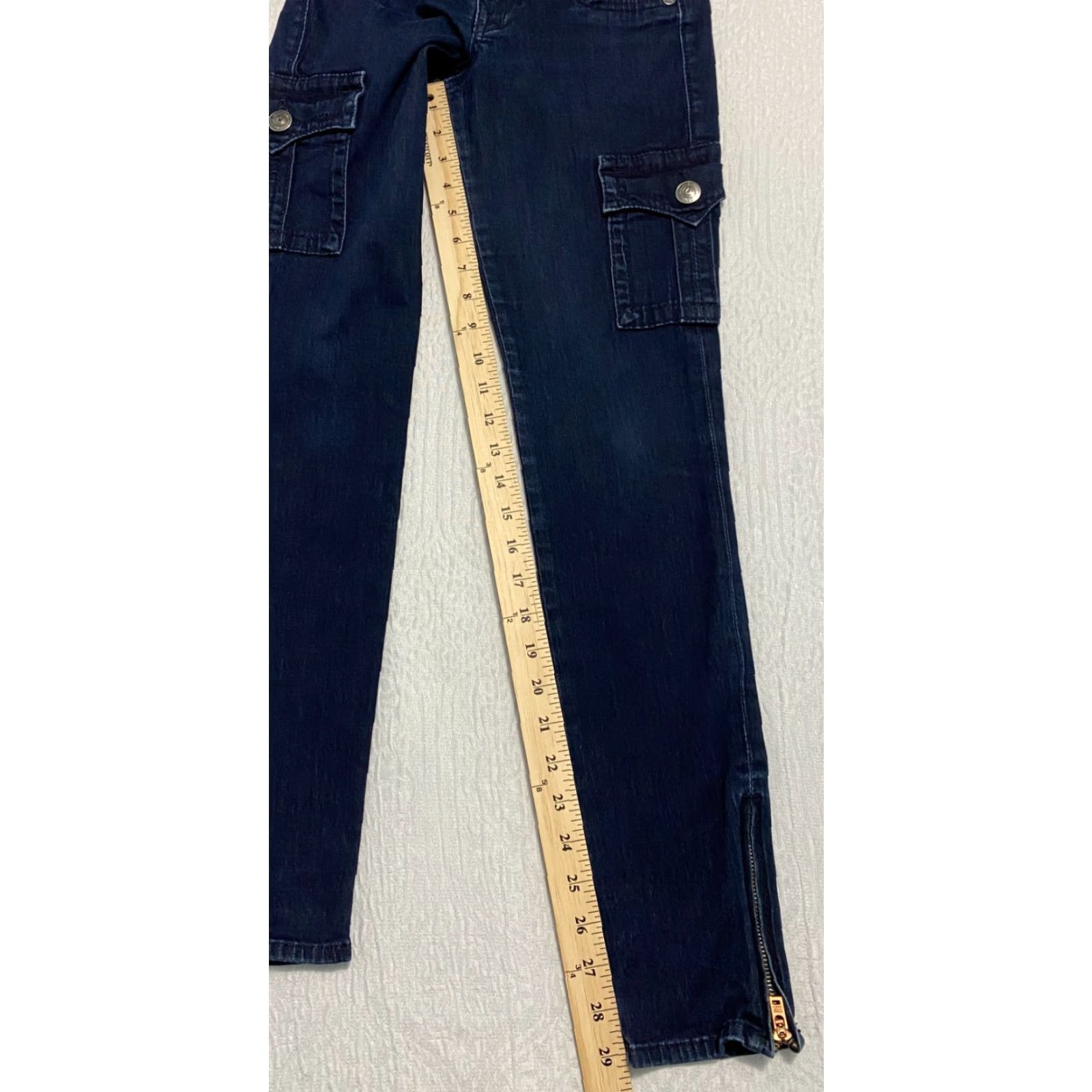 True Religion VINTAGE True Religion Krista Skinny Jeans 25 Blue Cargo Ankle Zip Made in USA Size 26" / US 2 / IT 38 - 5 Thumbnail