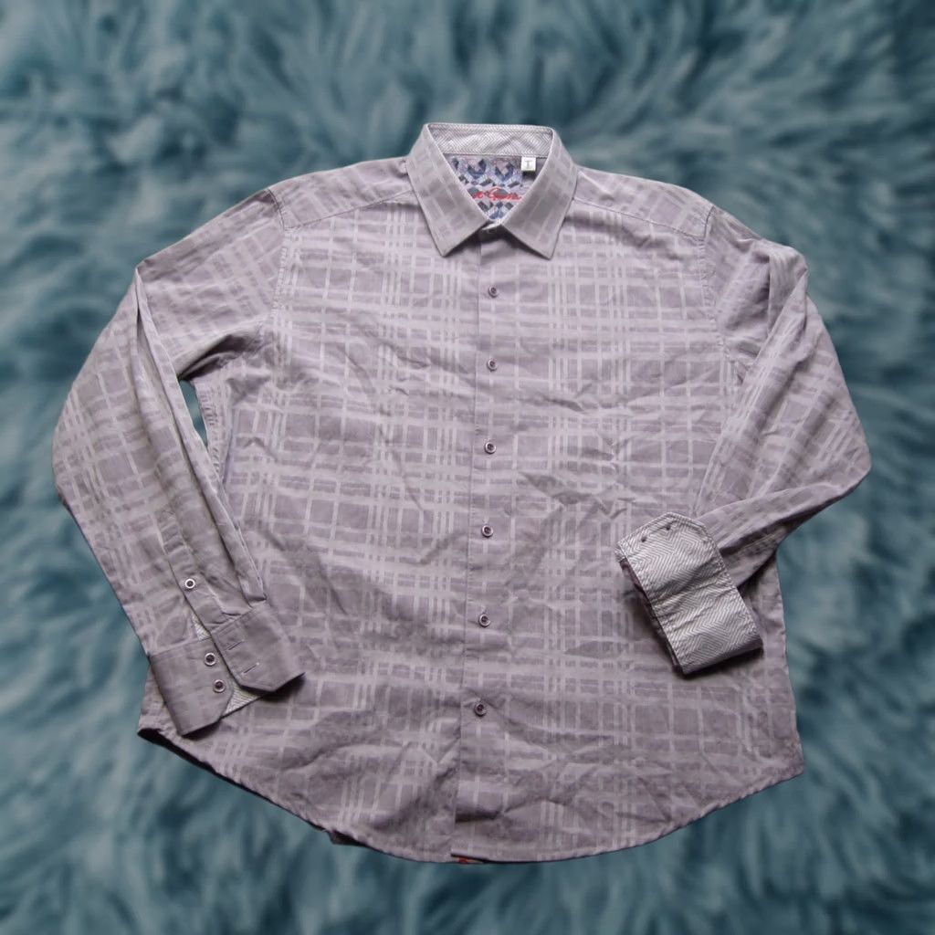 Robert Graham Robert Graham Shirt Mens L Purple Geometric Abstract Button Up Casual Flip Cuff Size US L / EU 52-54 / 3 - 1 Thumbnail
